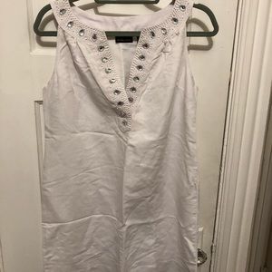 NY&Co White sheath dress with jeweled neckline